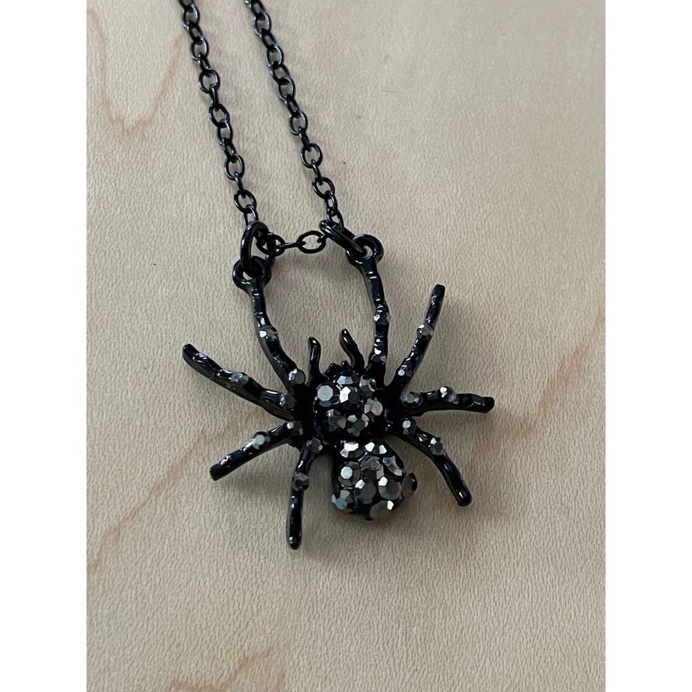 Black Sparkly Black Spider Necklace New